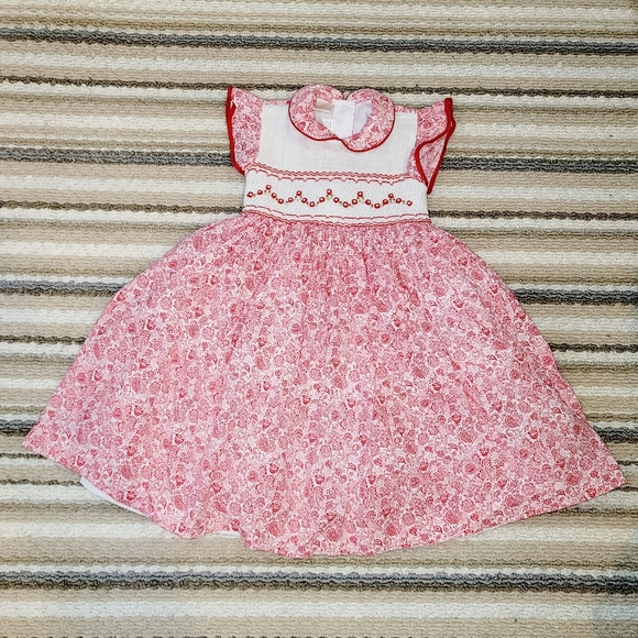 Vintage BORDINO All Over Floral Embroidered Rose Detail Frilly Ruffle Dress 6T - Picture 15 of 15